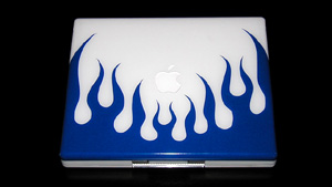 iBook G3 with blue flames